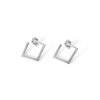 Silver dangle earrings Geometry square smaller