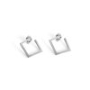 Silver dangle earrings Geometry square smaller
