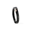 Silver black narrower Split ring with pearl