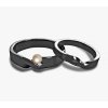 Silver black narrower Split ring with pearl