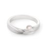 Silver narrower Split ring with pearl