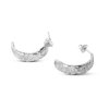 Silver hammered earrings Hammer curved