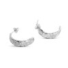 Silver hammered earrings Hammer curved