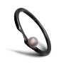 Black minimalist Split ring with pearl