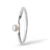 Silver minimalist split ring with pearl