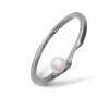 Silver minimalist split ring with pearl