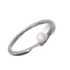 Silver minimalist split ring with pearl