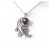 Women's baroque silver necklace with a pearl