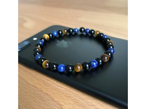 Pánský náramek Lapis lazuli, Tygří oko a Onyx 6 mm