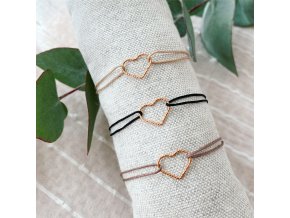 Dámský náramek srdce stříbro rose gold Hematit a Onyx mat