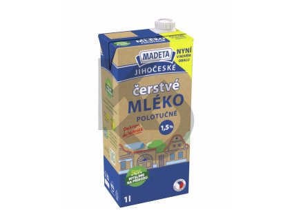 Madeta Jihočeské Čerstvé Mléko Polotučné 1,5% 1l