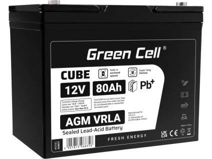 green cell agm vrla 12v 80ah bezobslugowy akumulator do lodzi melexa kampera wozka kosiarki