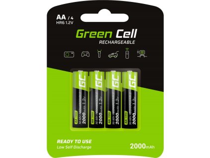 Green Cell Rechargeable Batteries 4x AA HR6 2000 mAh