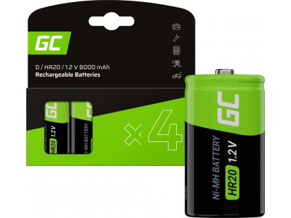 Nabíjateľné batérie 4x D R20 HR20 Ni-MH 1.2V 8000mAh