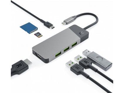 Adaptér HUB GC Connect 7in1 (3xUSB-A 3.1 HDMI 4K 60Hz USB-C PD 85W) pre Apple MacBook M1/M2, Lenovo X1, Asus ZenBook, Dell XPS