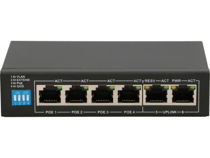 PoE Switch | 4x 100Mb/s PoE/PoE+, 2x RJ45 Uplink 100Mb/s, 60W Extralink EUROS V2 |