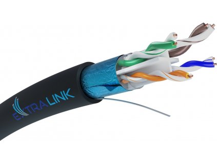 Vonkajší sieťový kábel s gélom, skrútené páry | 305m | Extralink CAT6 FTP (F/UTP)