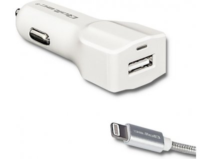 Autonabíjačka 12-24V |12W | 2,4A | USB + MFI Lightning kábel |1,5 m | biela