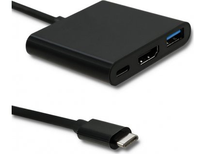 Adaptér USB-C 3.1| HDMI A + USB-A 3.0 + USB-C 3.1 PD | 0.2m | čierny