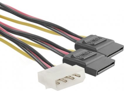 Kábel / adaptér POWER MOLEX | 2xSATA | 0,2 m