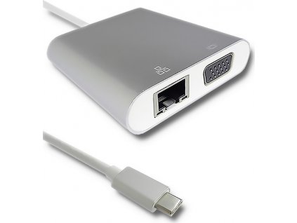 Adaptér USB-C 3.1 | VGA + USB-A 3.0 + RJ45 (1Gb/s) + PD
