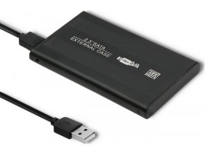 Hliníkové puzdro pre HDD/SSD 2,5" SATA3 | USB 2.0 | čierne
