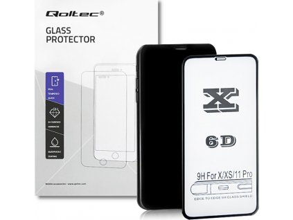 Qoltec Tvrdené ochranné sklo PREMIUM Apple iPhone 11 Pro | 6D | Czarne | Pełne