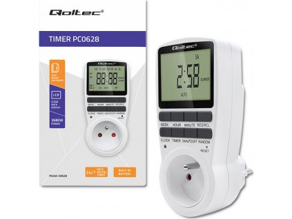 Elektronický časovač PC0628 | 3680W | 16A | LCD