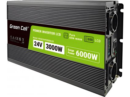 Menič napätia 24V | 3000W/60000W | LCD | čistá sínusoida