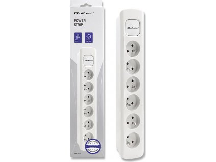 Qoltec Power strip | 6 zásuviek | 1,8 m | biely