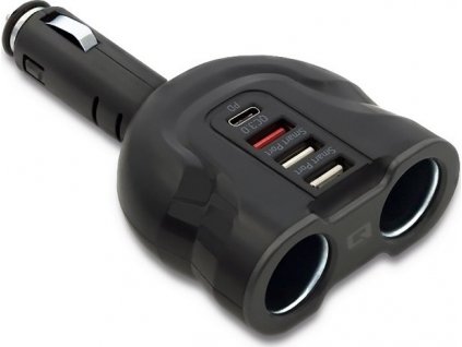 Auto rozbočovač zásuvky zapaľovača 12-24V | 52 W | 2,4A | 2 x USB | USB QC 3.0 | USB typ C PD | 2x zásuvka zapaľovača cigariet