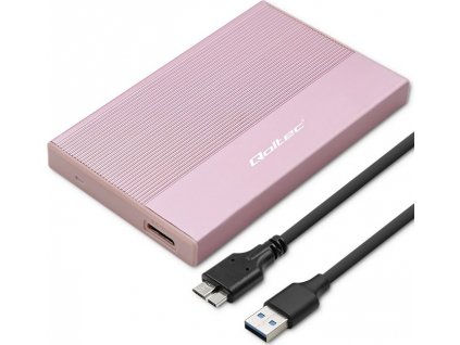 Hliníkové puzdro  | 2,5" SSD HDD šachta | SATA | USB 3.0 | Super rýchlosť 5 Gb/s | 2 TB | Ružová