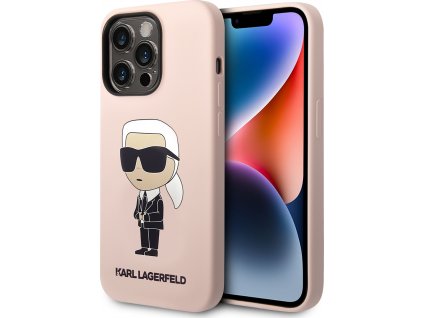 140156 karl lagerfeld liquid silikonovy ikonik kryt pre iphone 15 pro max ruzovy