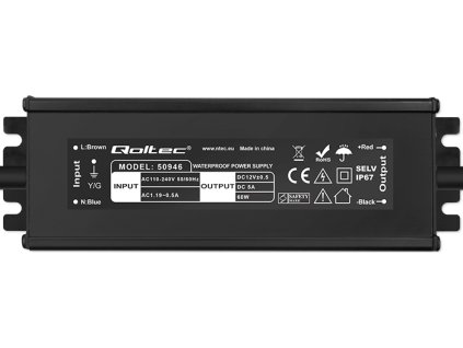 LED spínaný zdroj IP67 | 60W | 12V | 5A | Vodotesný | čierna