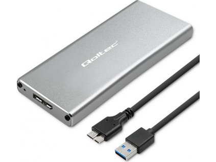 Hliníkové puzdro | Pozícia pre M.2 SSD | SATA | NGFF | USB 3.0 | Super rýchlosť 5Gb/s | 2TB | Strieborná