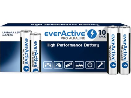 10 x baterie alkaliczne everactive pro lr03 aaa taca