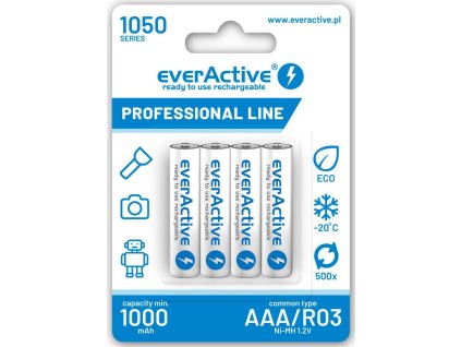 4 x akumulatorki everactive r03 aaa ni mh 1050 mah ready to use 2