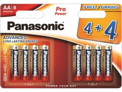 8 x panasonic alkaline pro power lr6 aa blister