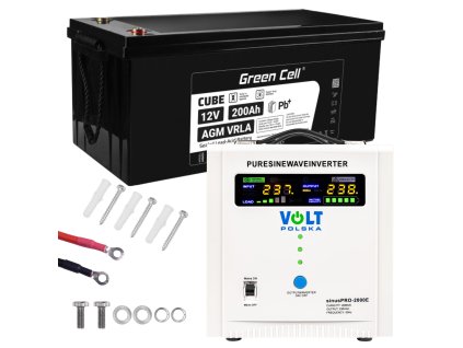 1250/2000W UPS núdzový napájací zdroj pre čerpadla ústrednej pece- 200Ah AGM batéria