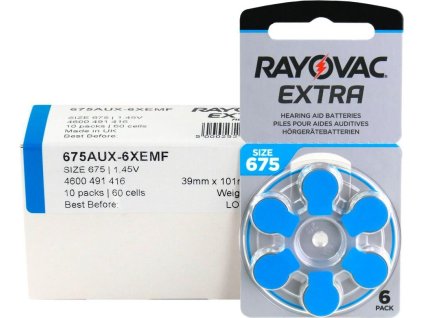 6 x batéria do načúvacieho prístroja Rayovac Extra PR44 (675)