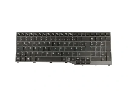 Keyboard DE german black grey with backlight original suitable for Fujitsu LifeBook E558 pId 32807787