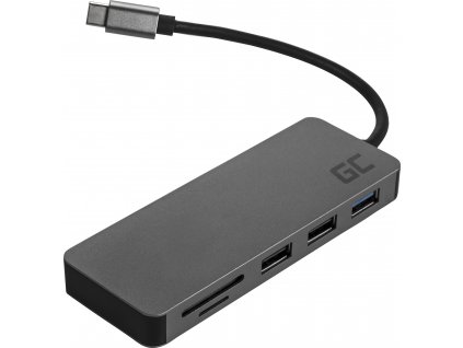 HUB Adaptér Green Cell USB-C 7 w 1 (USB-C, 2xUSB 3.0, USB 2.0, HDMI 4K, microSD, SD) s obsluhou Power Delivery a Samsung DeX
