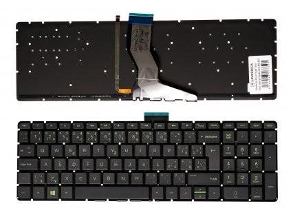 Klávesnica HP Pavilion 15 AB, 15 AK black green print podsvietená