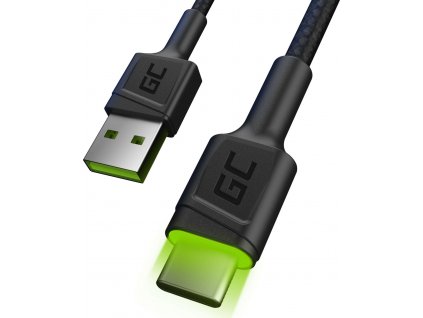 Kábel GCRay USB - USB-C 120cm so zeleným podsvieteníma podporou rýchleho nabíjania