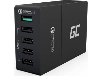 Univerzálna sieťová nabíjačka Green Cell s funkciou rýchleho nabíania, 5 portov USB, QC 3.0