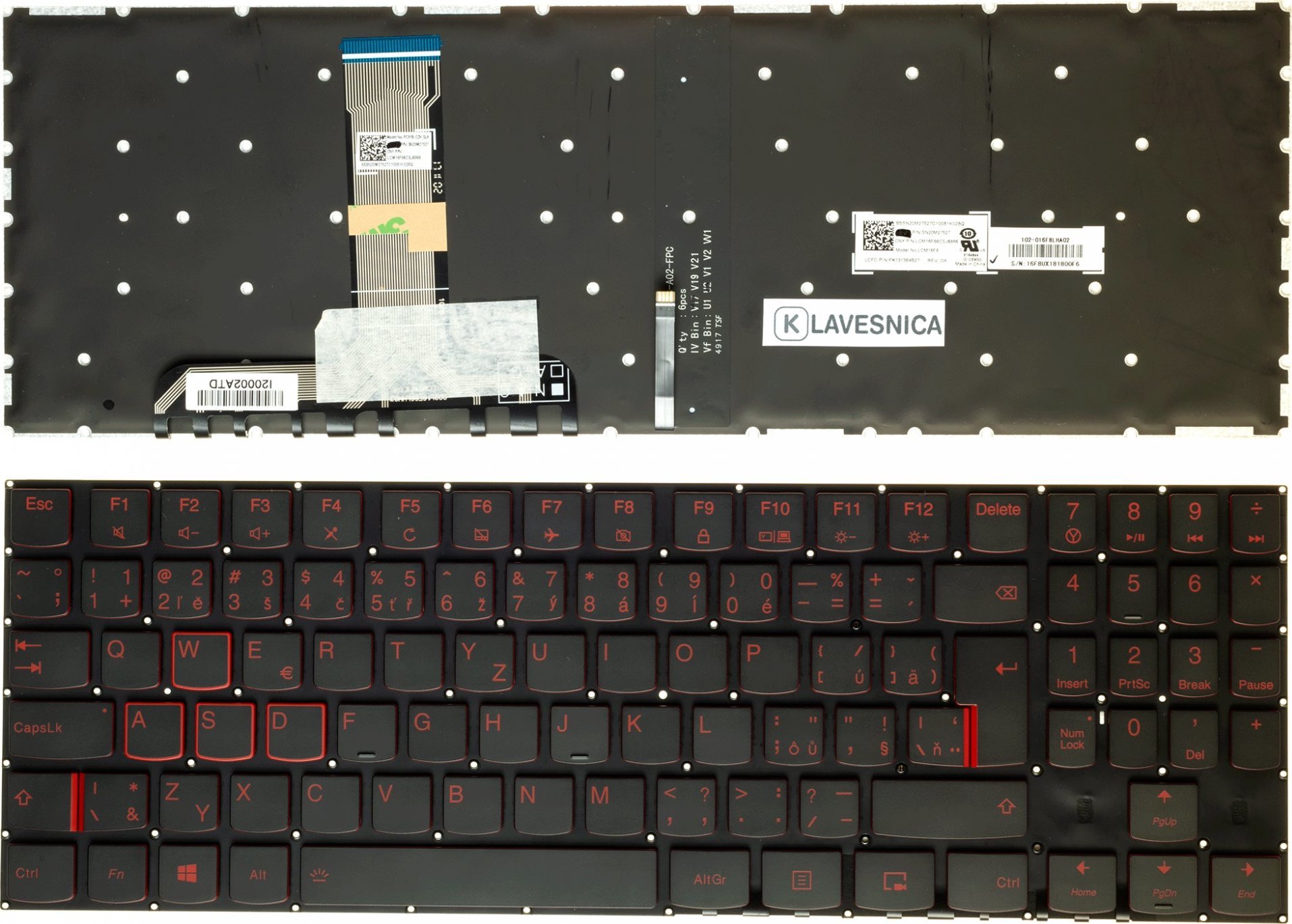 SK/CZ klávesnica Lenovo Legion Y520-15IKB-951, Y520-15IKB 80WK, Y520-15IKB 80WK00DVPG, Y520-15IKB 80WK00DXPG podsvietená