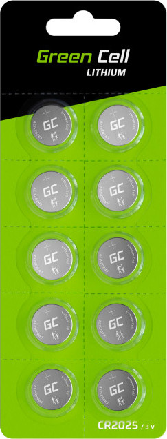 GREEN CELL Blister 10 x Lítium batérie CR2025 3V 160mAh Button