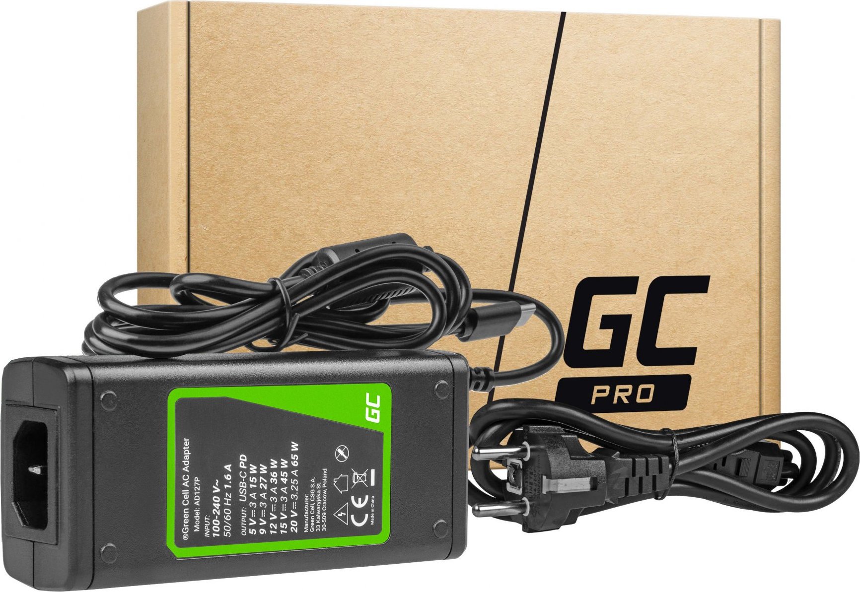 Nabíjačka Green Cell USB-C 65W pre notebooky, tablety a mobilné telefóny