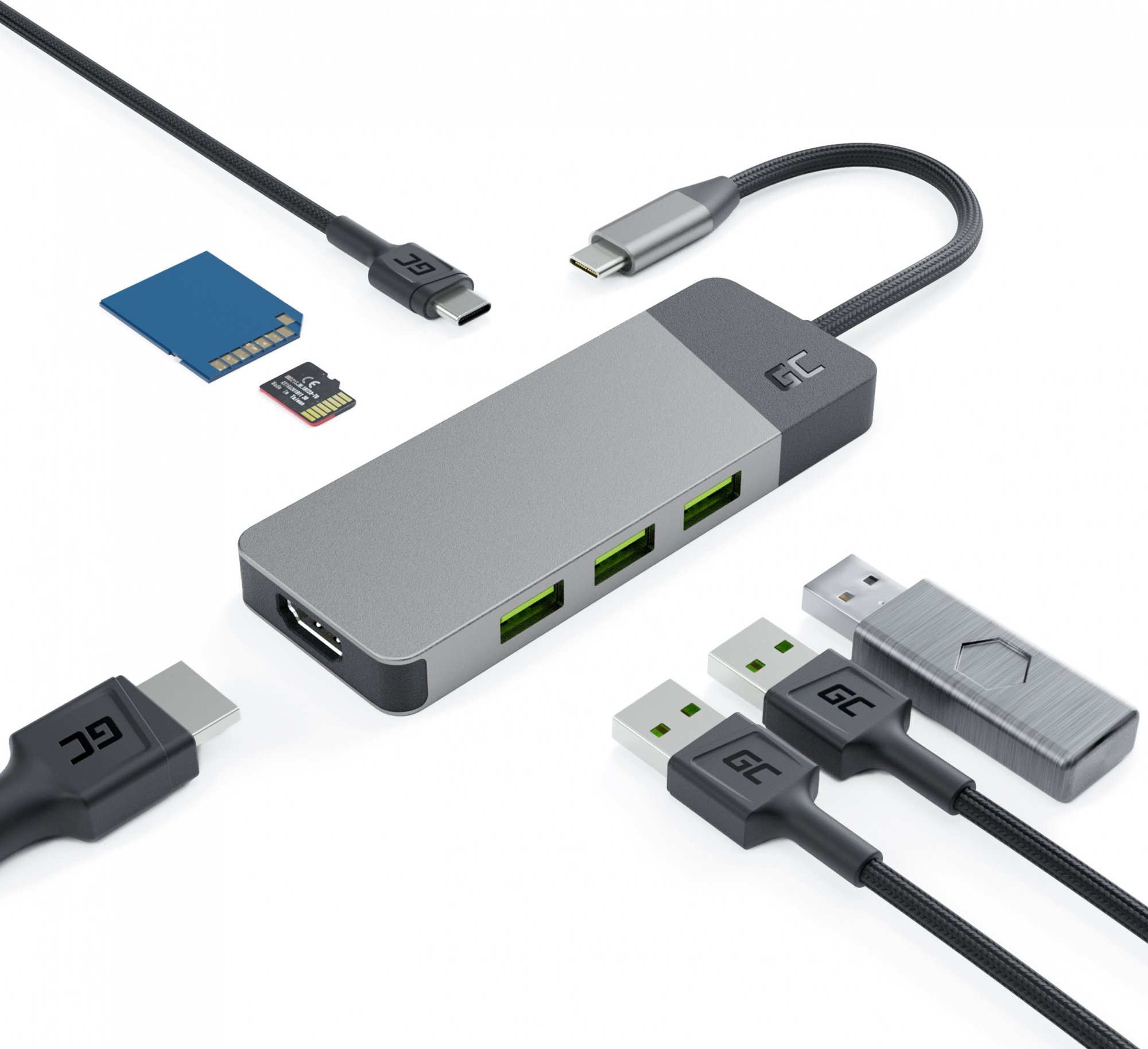 Adaptér HUB GC Connect 7in1 (3xUSB-A 3.1 HDMI 4K 60Hz USB-C PD 85W) pre Apple MacBook M1/M2, Lenovo X1, Asus ZenBook, Dell XPS