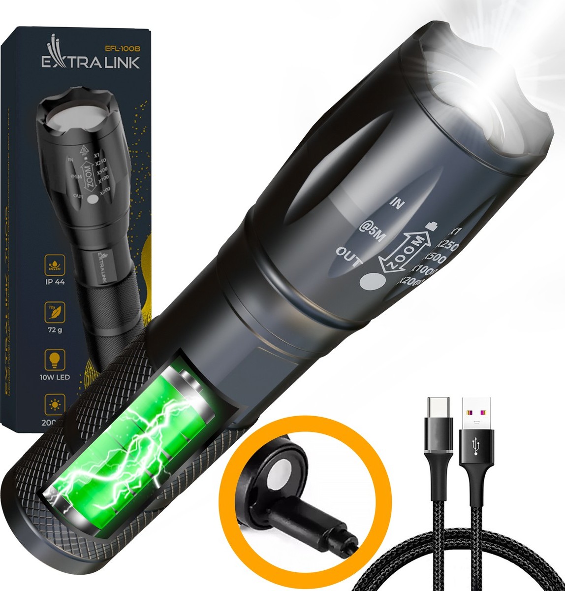 LED baterka | nabíjateľná batéria | 10W | 400lm